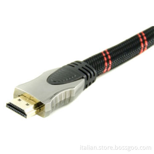 High Class Metal Shell Gold -plated HDMI 2.0 Flat Cable with Bylon Braid